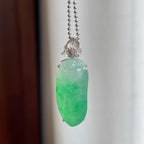 18k金镶糯冰飘绿翡翠福瓜（yc251743）