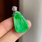 18k金镶糯冰带色翡翠如意（yc251061）