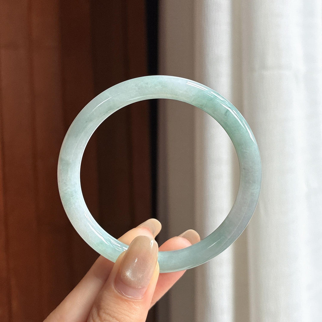 细糯种晴底圆条手镯 54圈 天然缅甸A货翡翠（yc461253）