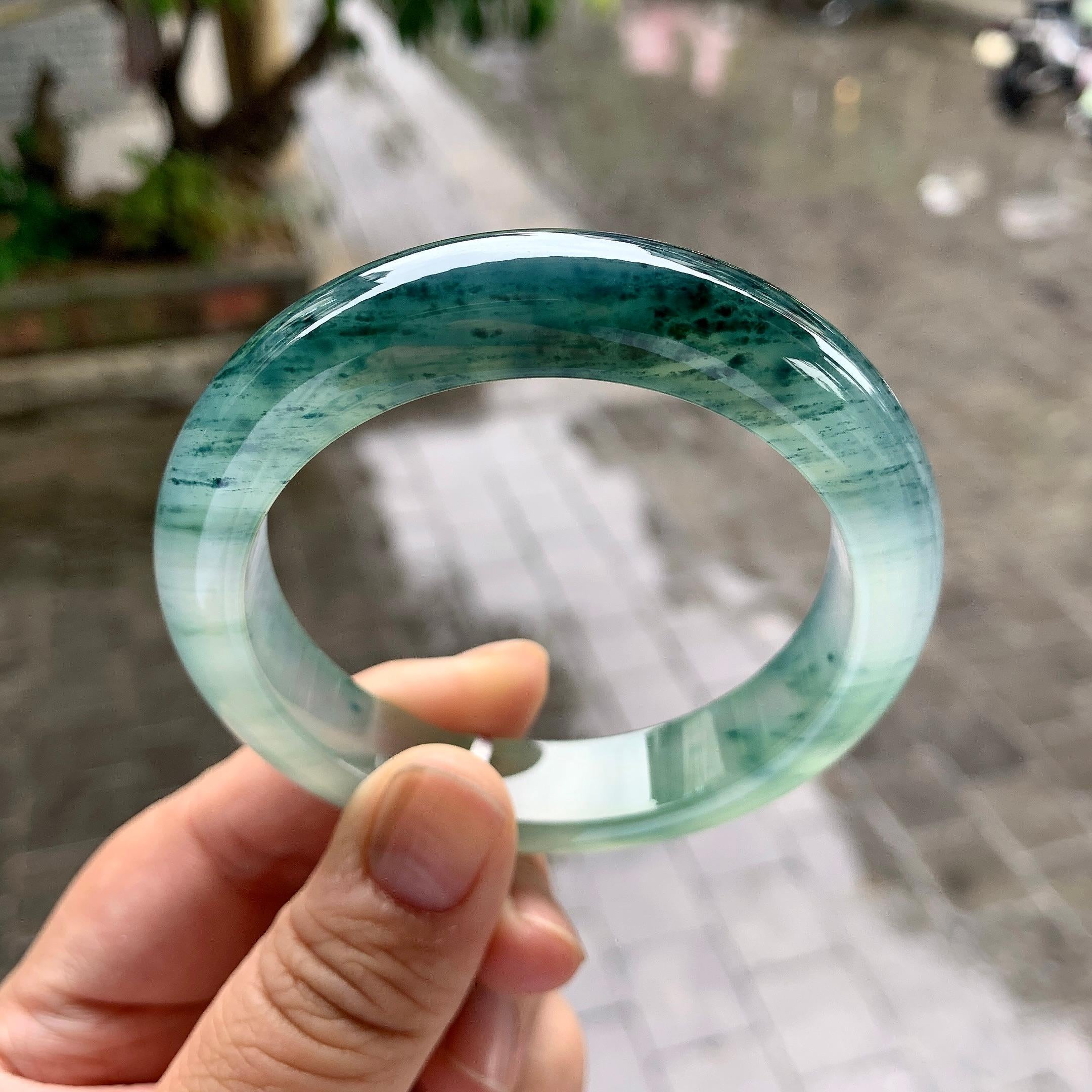 冰种晴底飘花平安镯（55.8mm）（yc228512）