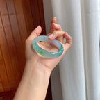 冰种飘花宽版翡翠贵妃镯（58mm)（yc382827）