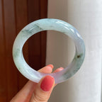 糯冰春带彩特色翡翠平安镯（56mm)（yc417332）