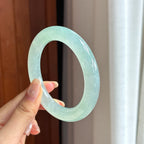 Vòng tay ngọc bích Myanmar tự nhiên loại A, vòng lớn, nước đá nếp, đáy xanh, hình tròn, size 58 (yc450823)