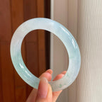 冰种飘花翡翠圆条手镯（56.4mm)（yc342950）