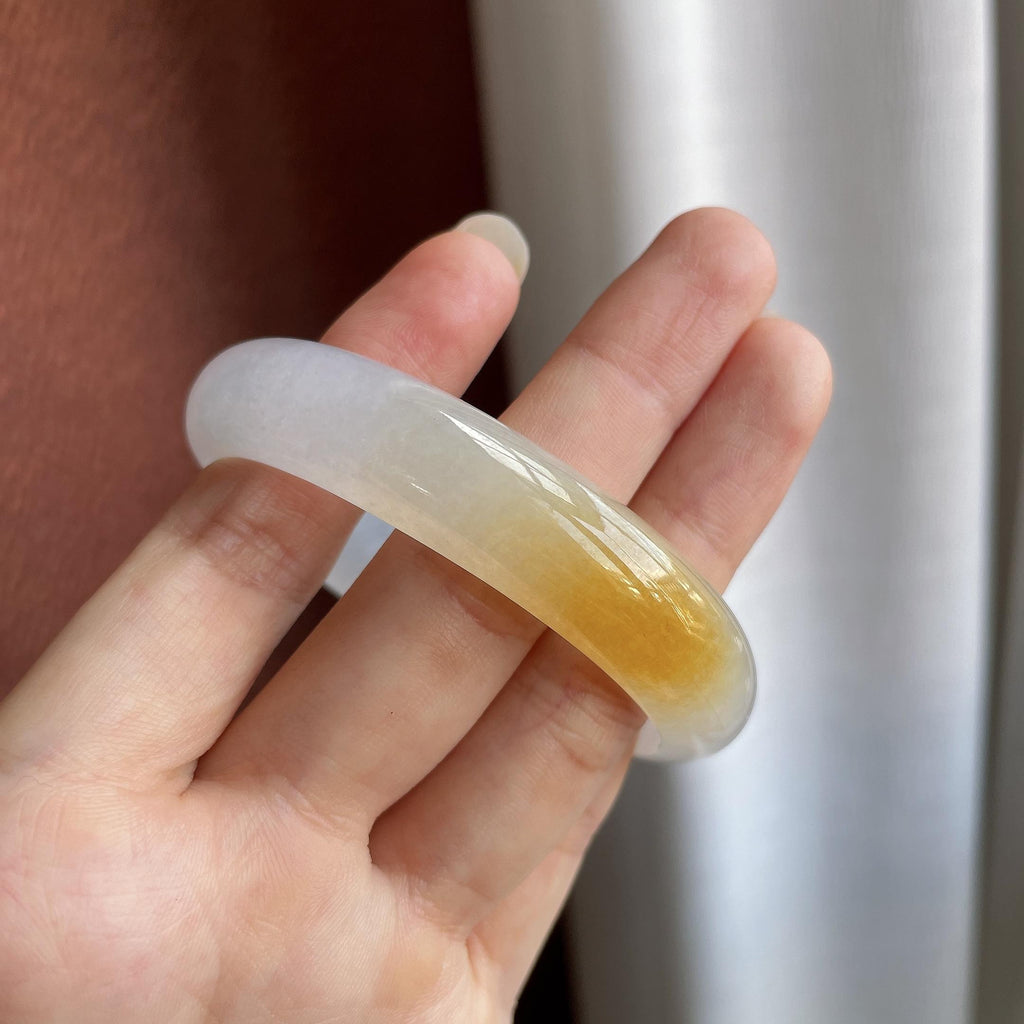 小圈口糯冰种黄翡贵妃手镯51圈（yc782036）