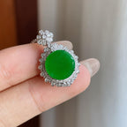 18k金镶冰种满绿翡翠无事牌（yc246209）