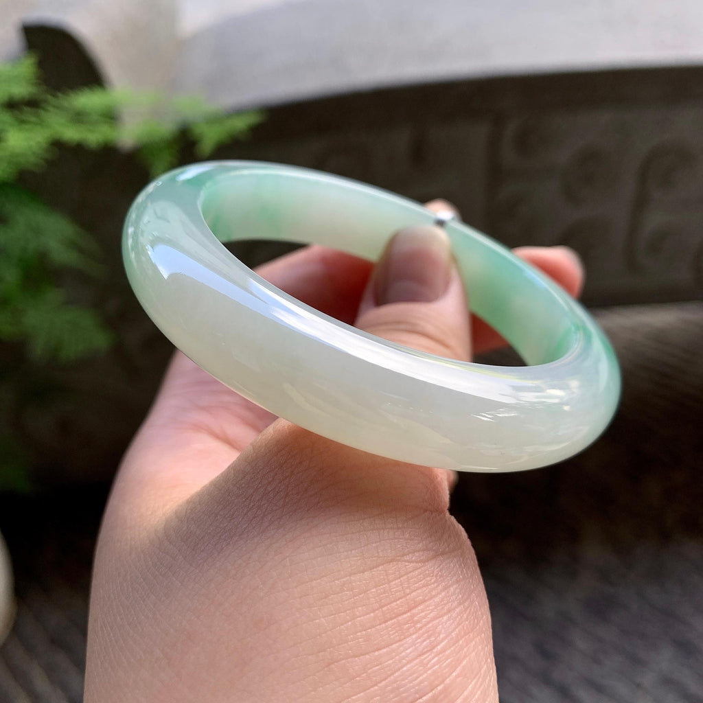 细糯种飘绿平安镯（54.2mm）（yc202373）