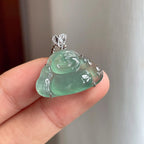 18k金镶冰种湖水绿翡翠佛公（yc257810）