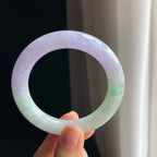 糯冰春带彩翡翠圆条手镯（55.2mm)（yc348941）