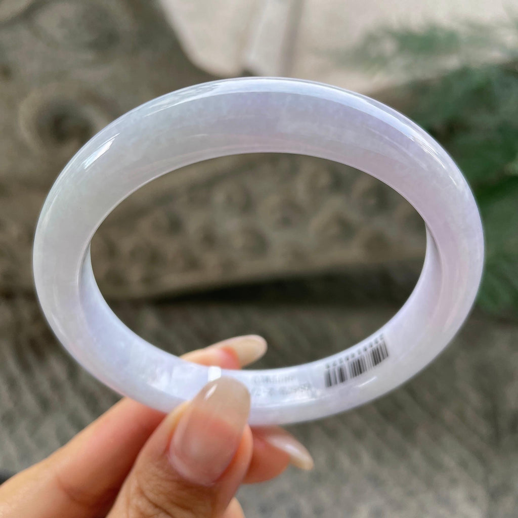 大圈口    细糯种淡紫罗兰正圈平安镯60圈   天然缅甸A货翡翠（yc351377）
