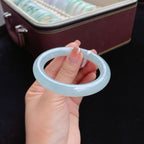 糯冰圆条湖水蓝翡翠手镯（55.5mm）（yc017384）