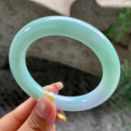 大圈口     细糯种春彩圆条手镯58.2圈      天然缅甸A货翡翠（yc392738）