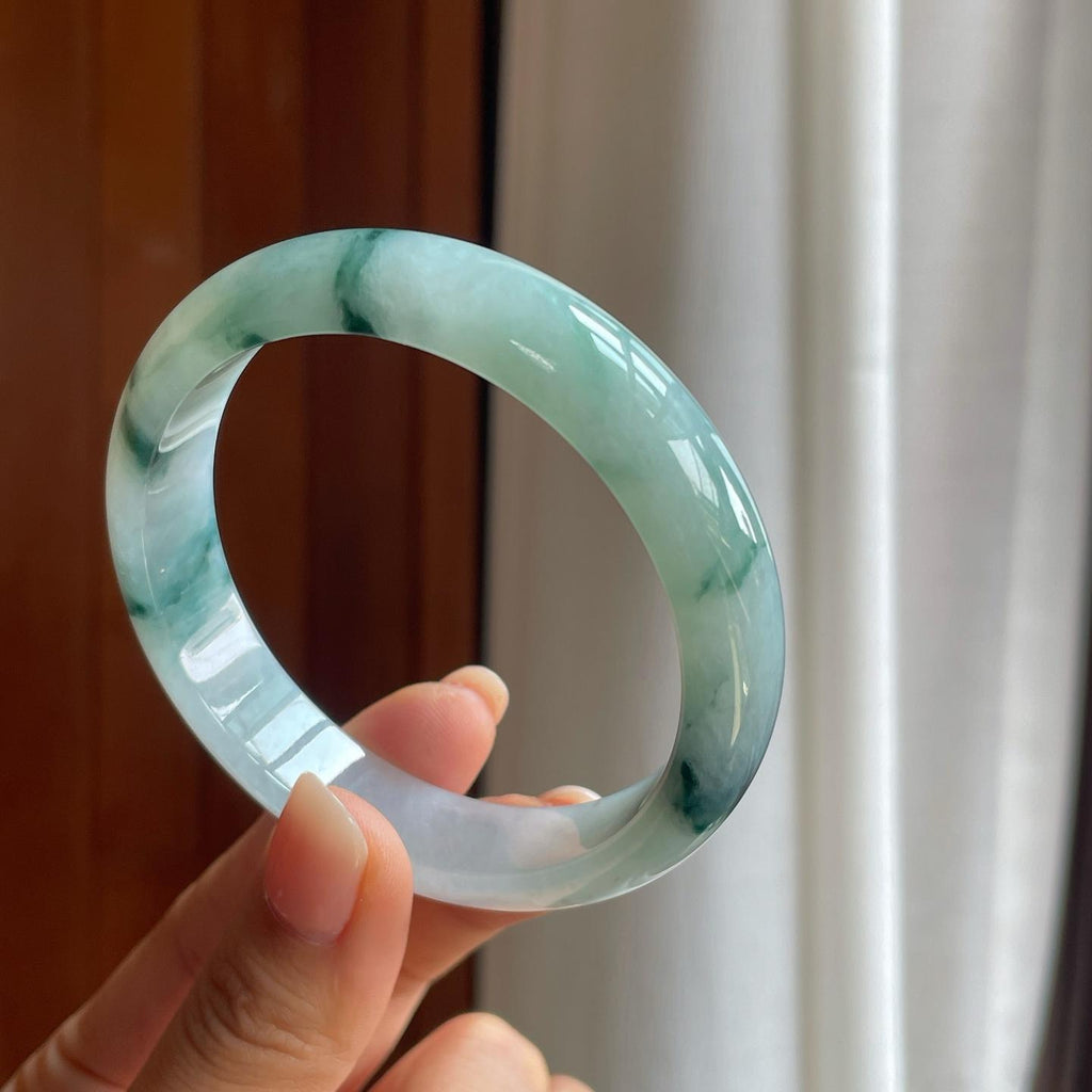 糯冰飘花翡翠平安镯（58.6mm）（yc389550）