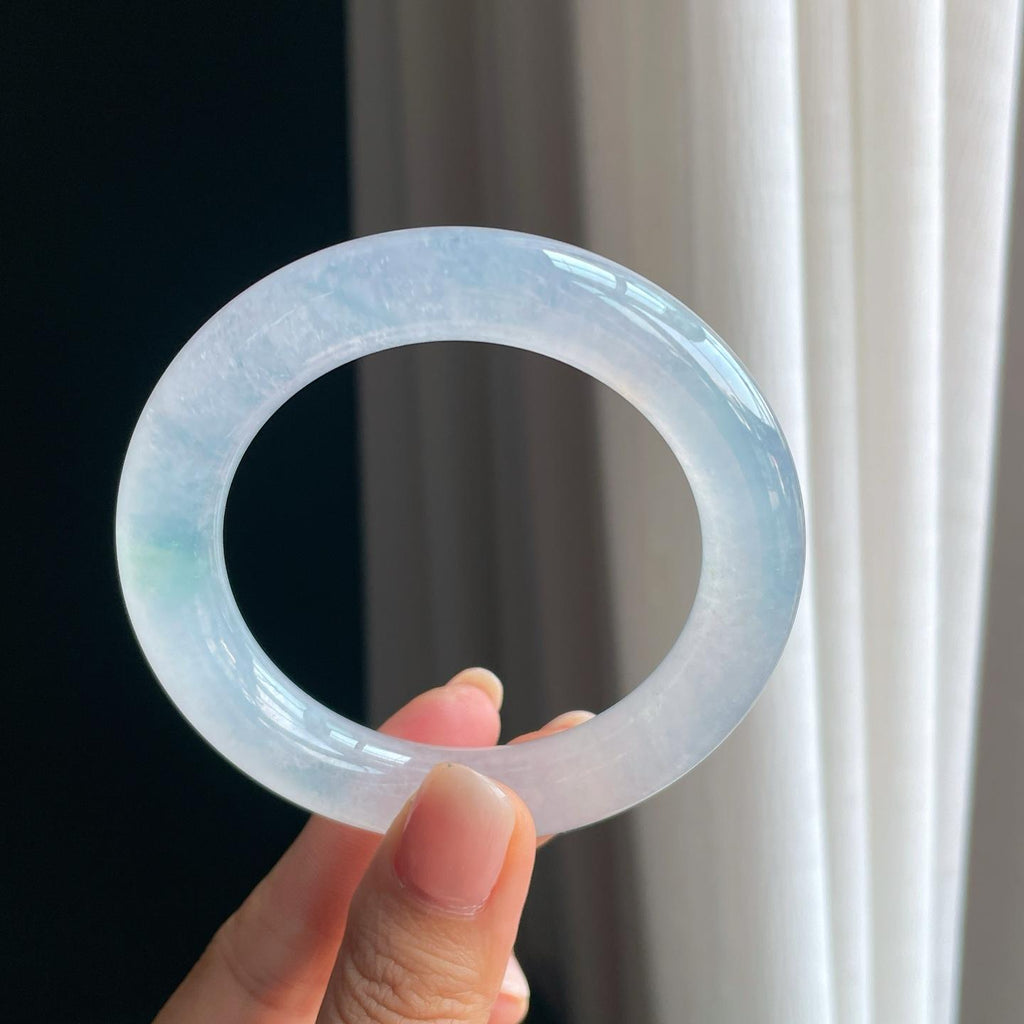 冰种洒金特色翡翠圆条手镯（54.7mm)（yc397125）