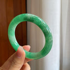 糯冰满绿翡翠圆条手镯（58mm）（yc312275）
