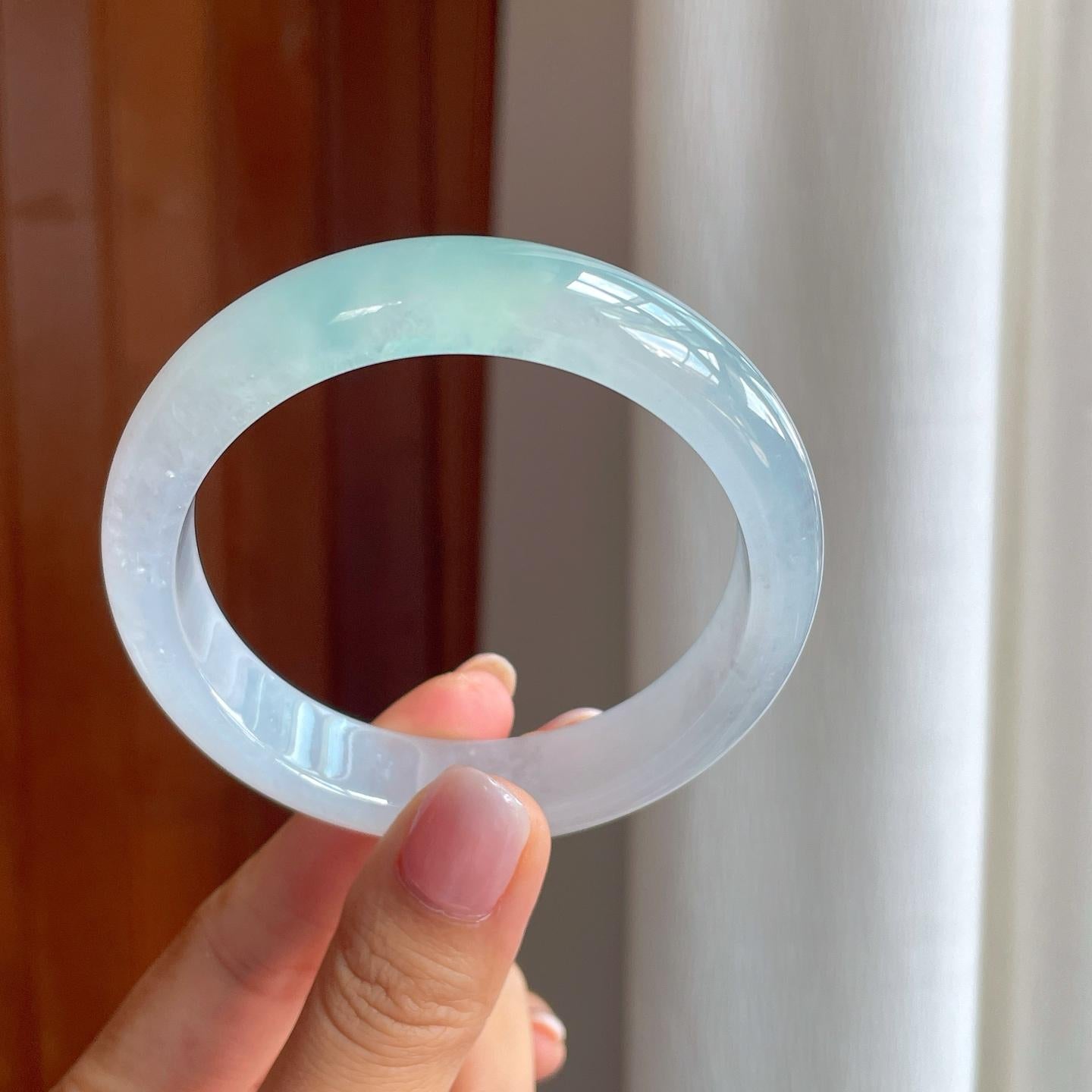 冰种带底色翡翠平安镯（58.3mm)（yc382345）