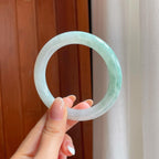 糯冰飘花翡翠圆条手镯（56.7mm)（yc374045）