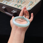 糯种飘花正圈翡翠手镯（55.7mm）（yc018720）