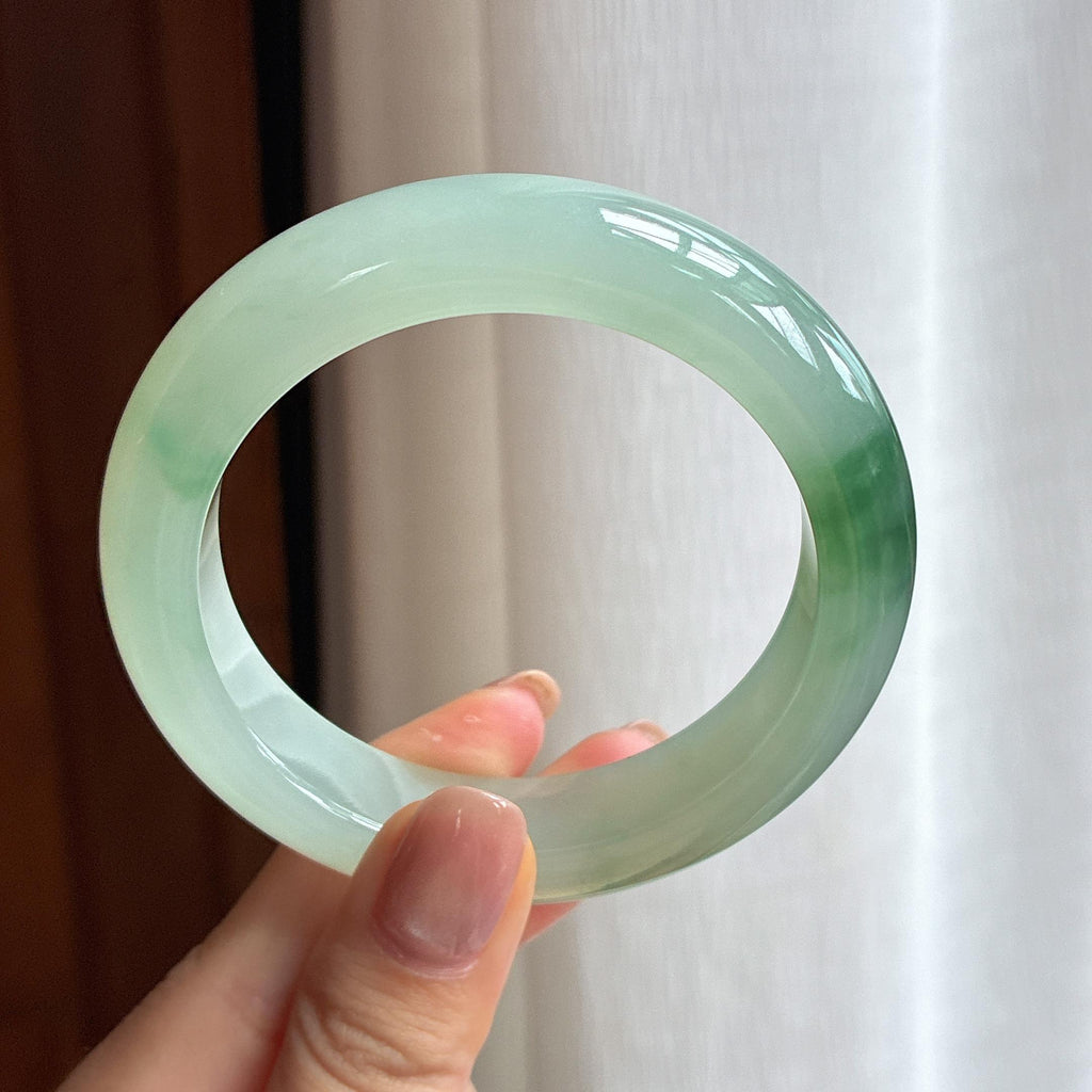 冰种晴底飘花翡翠平安镯（54.8mm)（yc424261）