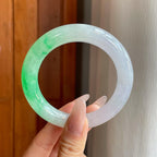 冰种飘花翡翠圆条手镯（56mm）（yc282581）