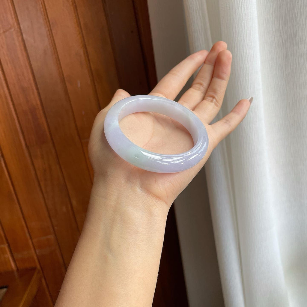 糯冰淡紫罗兰翡翠平安镯（55.5mm）（yc312925）