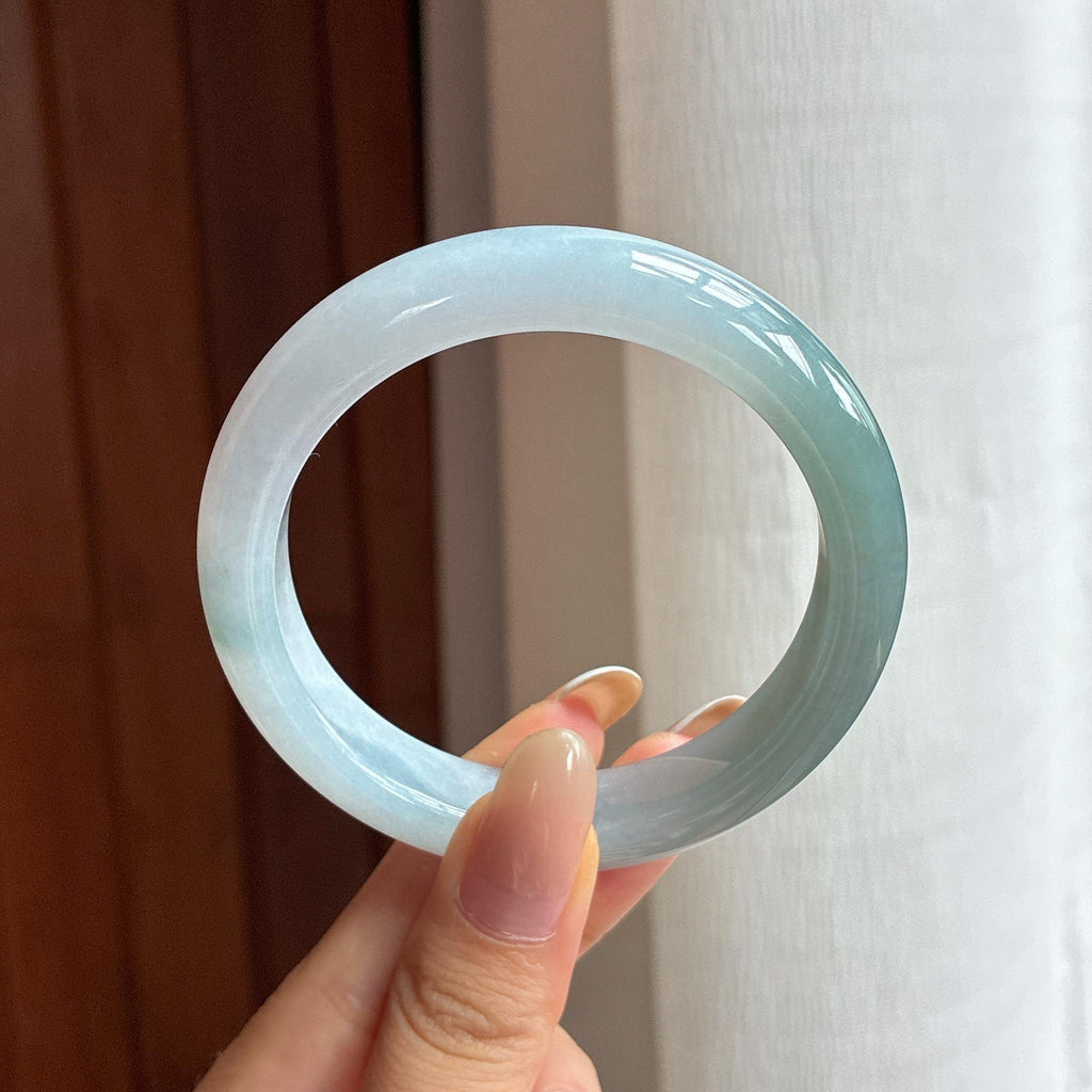 糯冰蓝晴翡翠平安镯（56.3mm)（yc417239）