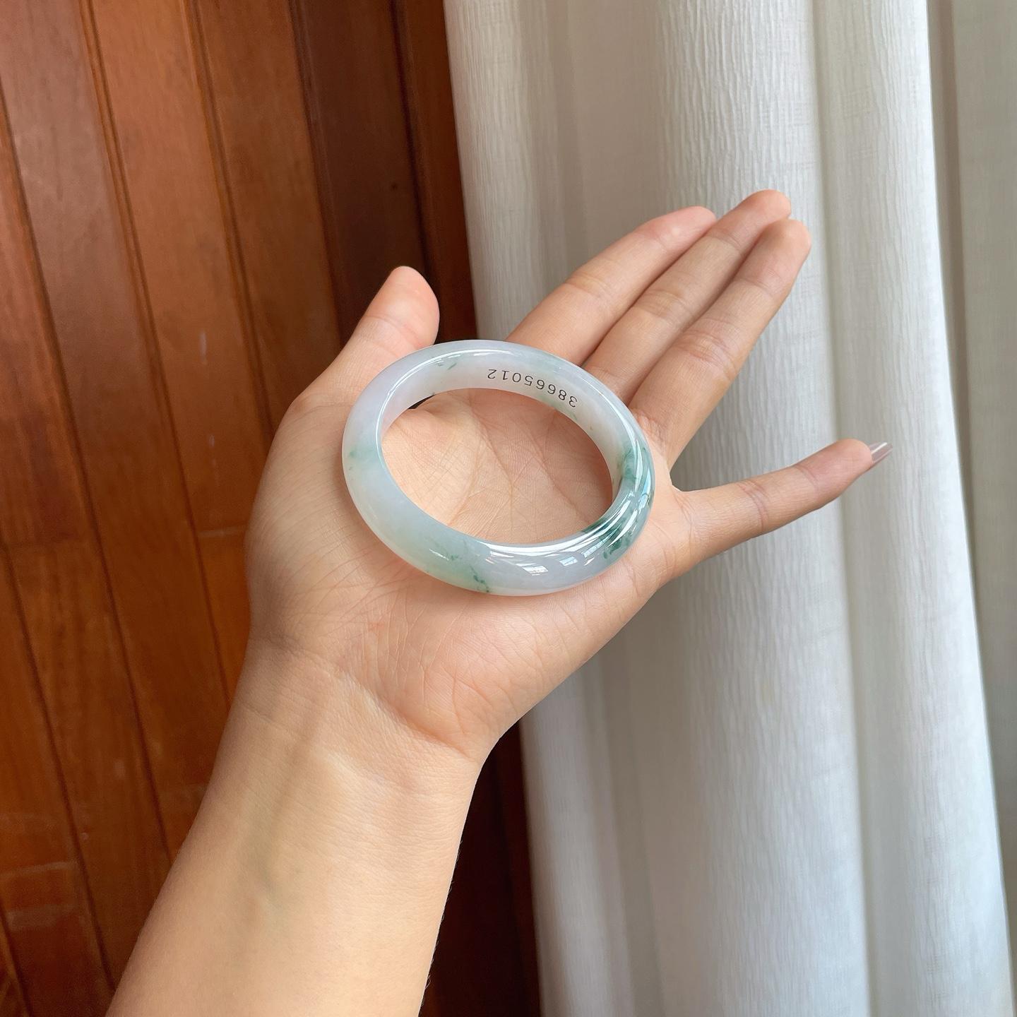 糯冰飘花翡翠平安镯（52.8mm）（yc312937）