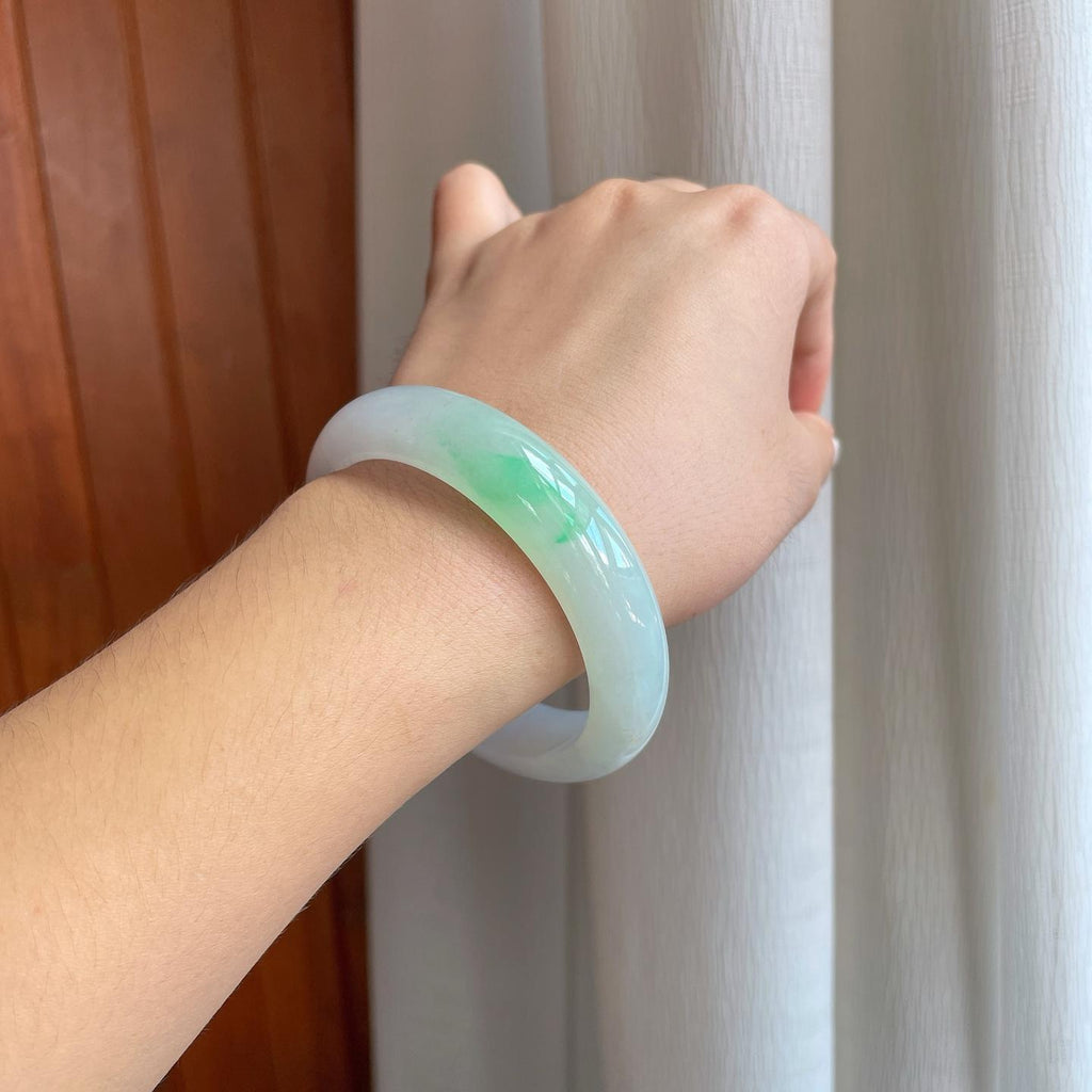 糯冰带色翡翠平安镯（58.8mm）（yc254961）