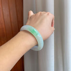 糯冰带色翡翠平安镯（58.8mm）（yc254961）