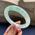 糯冰种飘蓝花正圈平安镯 56.6圈口 天然缅A货翡翠（yc345044）