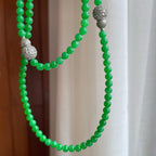 糯冰满绿翡翠珠串项链（yc247169）