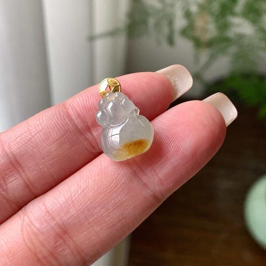 18K金镶糯冰种黄翡貔貅吊坠  天然缅甸A货翡翠（yc421314）