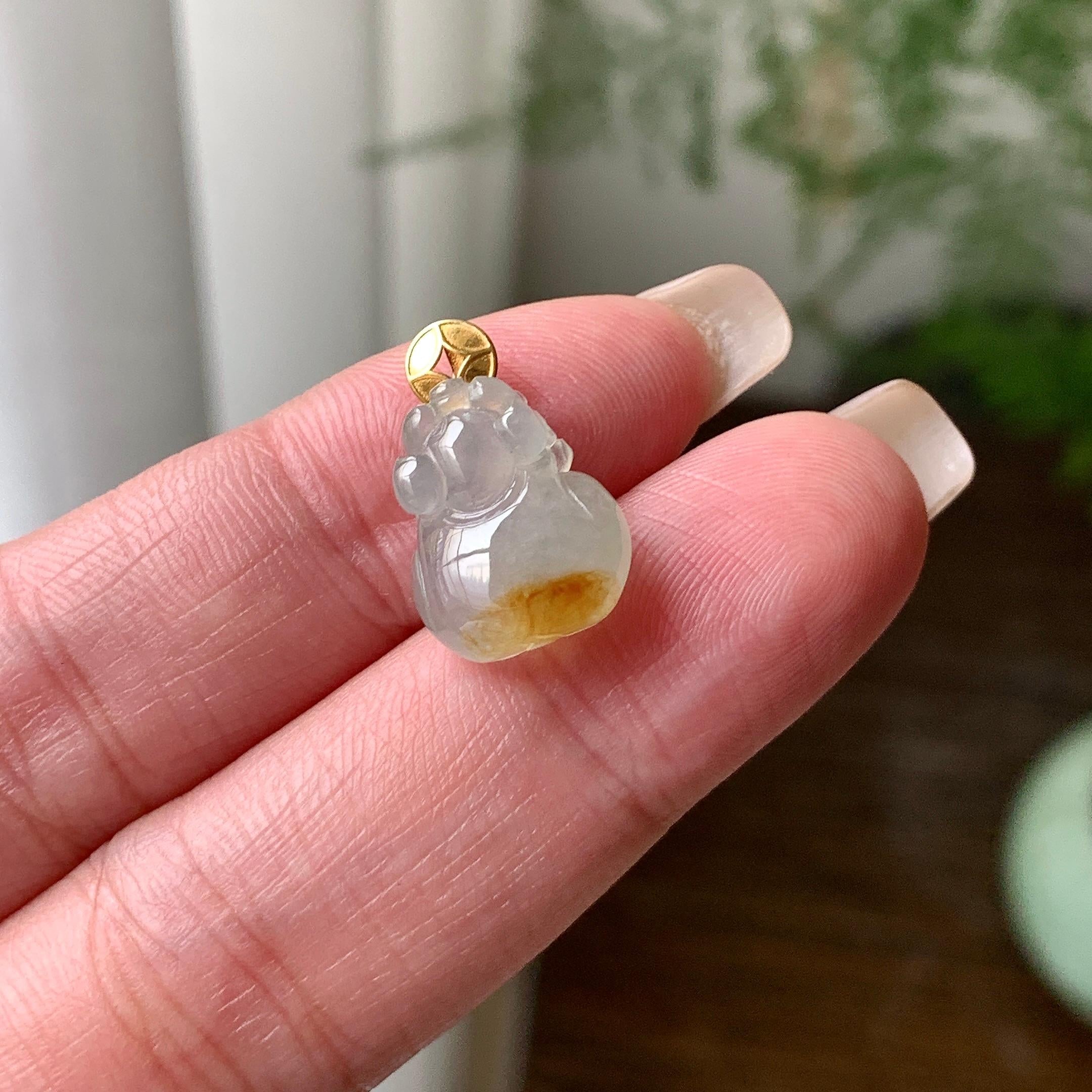 18K金镶糯冰种黄翡貔貅吊坠  天然缅甸A货翡翠（yc421314）