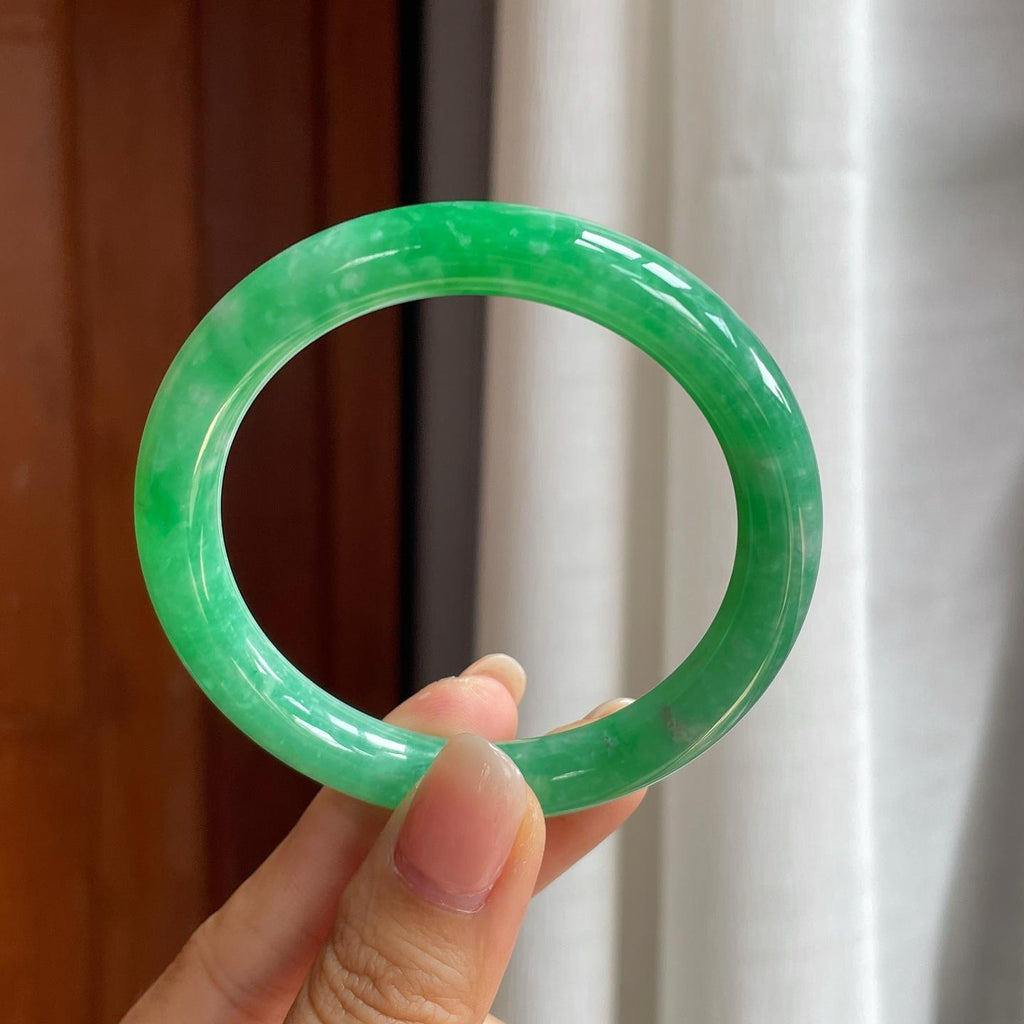糯冰满色翡翠圆条手镯（54.5mm）（yc400213）