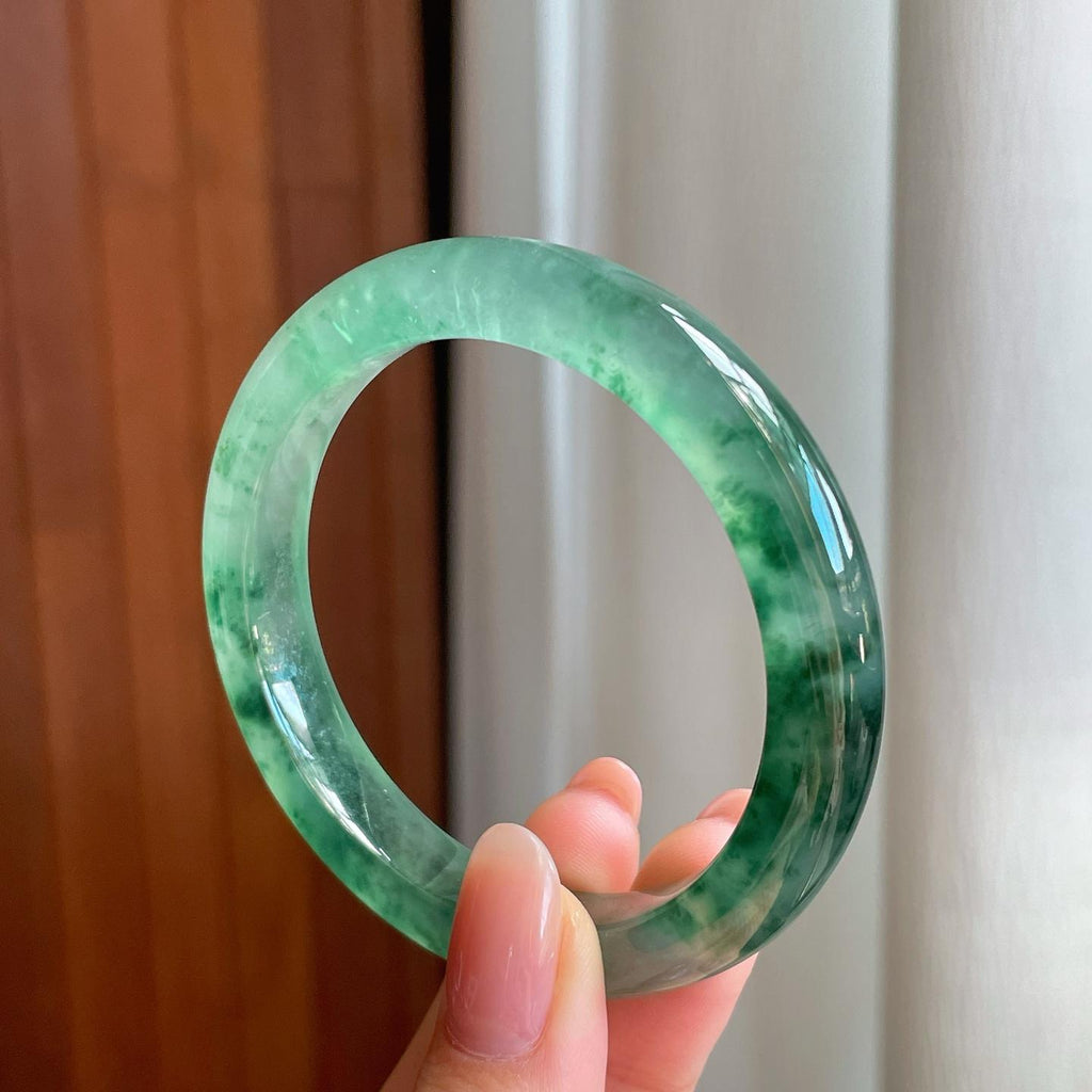 冰种飘花翡翠平安镯（53mm）（yc335293）