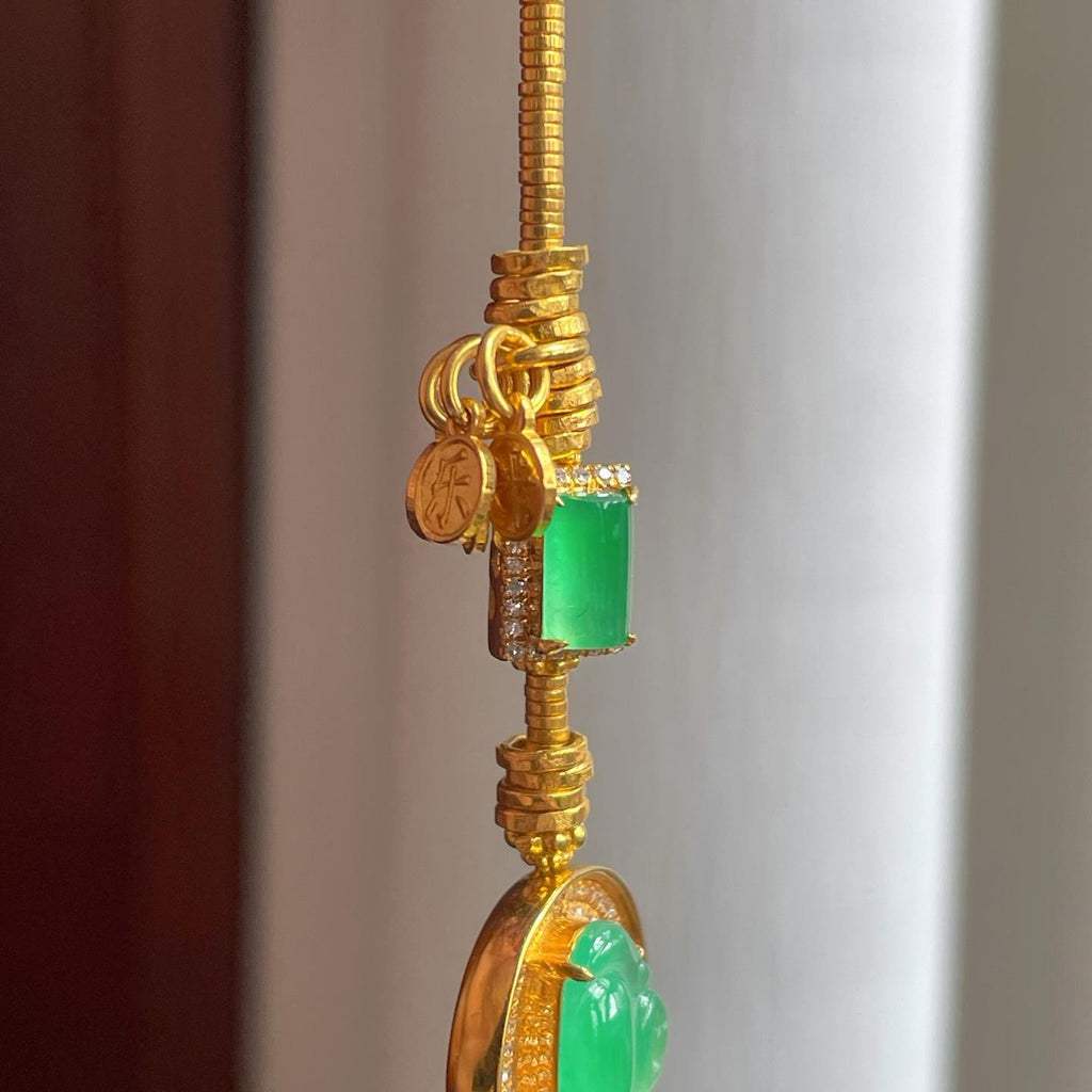 足金冰种佛公翡翠手链（yc253150）