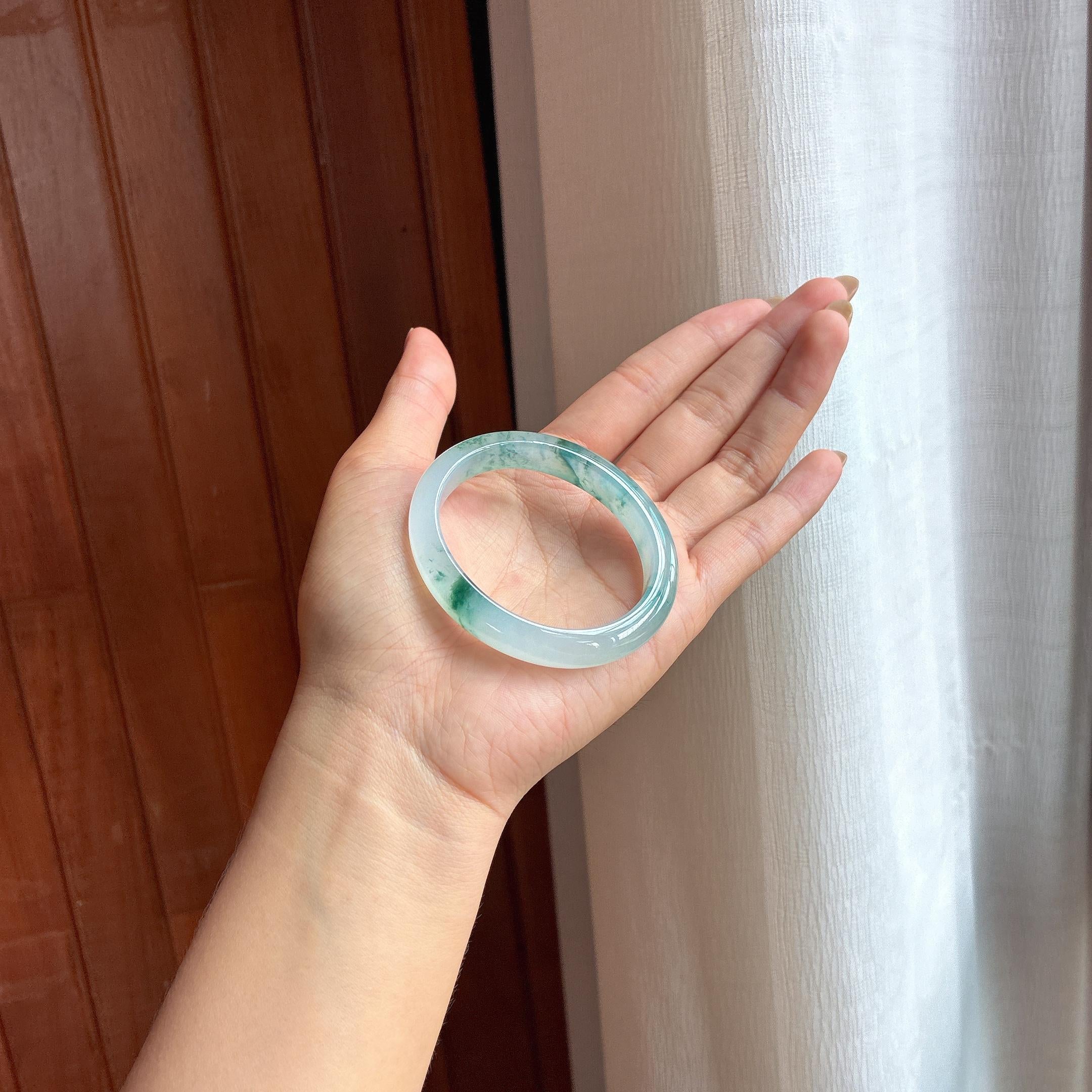 冰种贵妃飘花翡翠手镯（53mm）（yc418436）