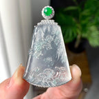 18K金钻镶冰种山水牌吊坠（yc255621）