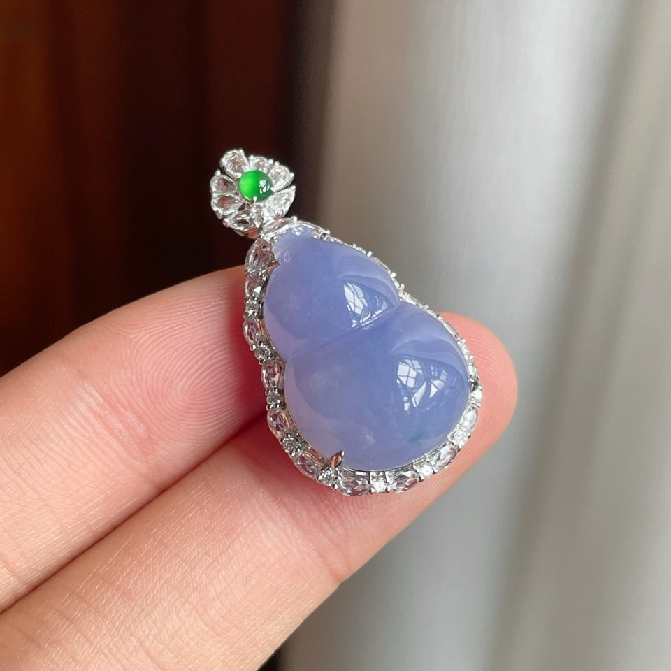 18k金钻镶冰种紫罗兰翡翠葫芦（yc176379）