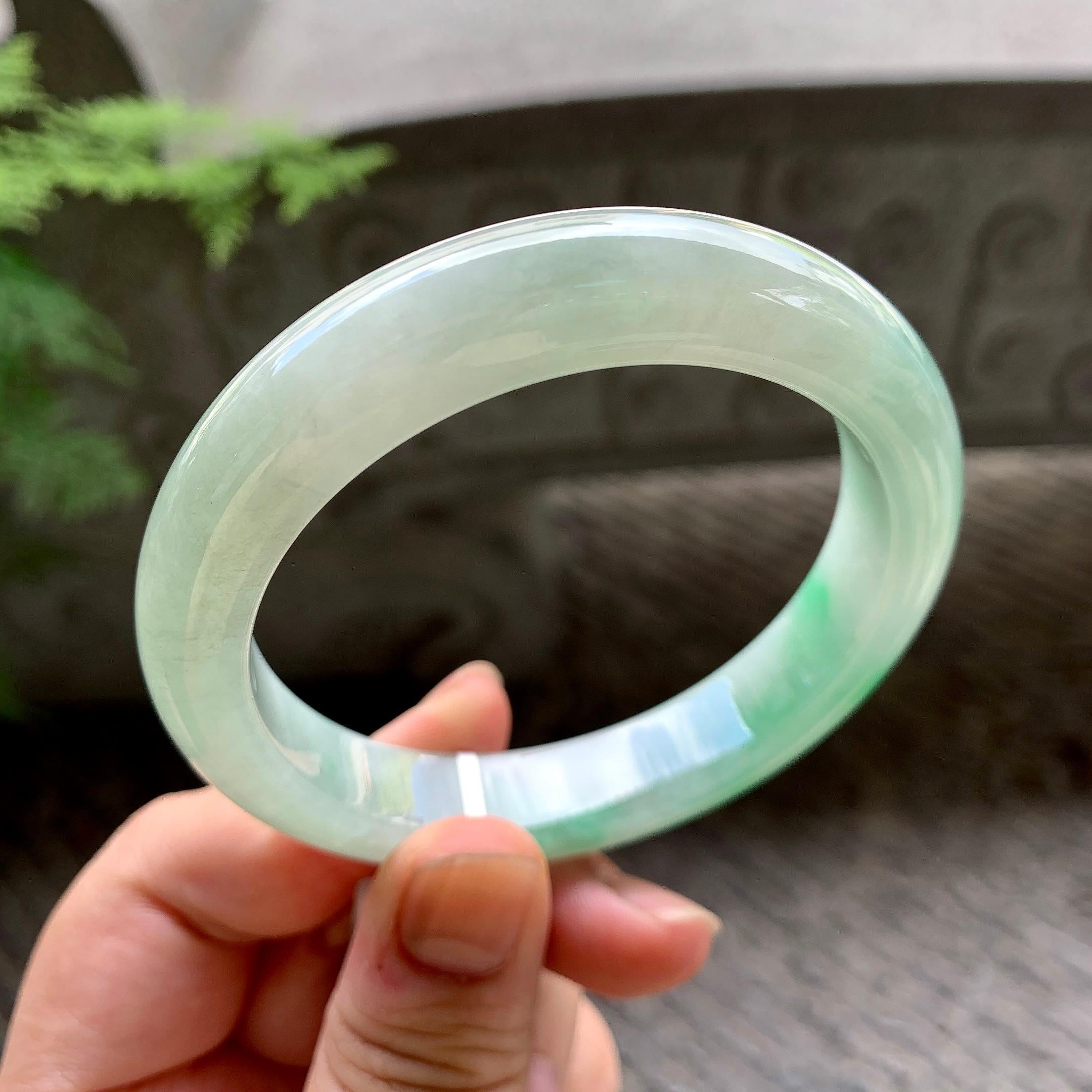 细糯种飘花平安镯（57.3mm）（yc202365）