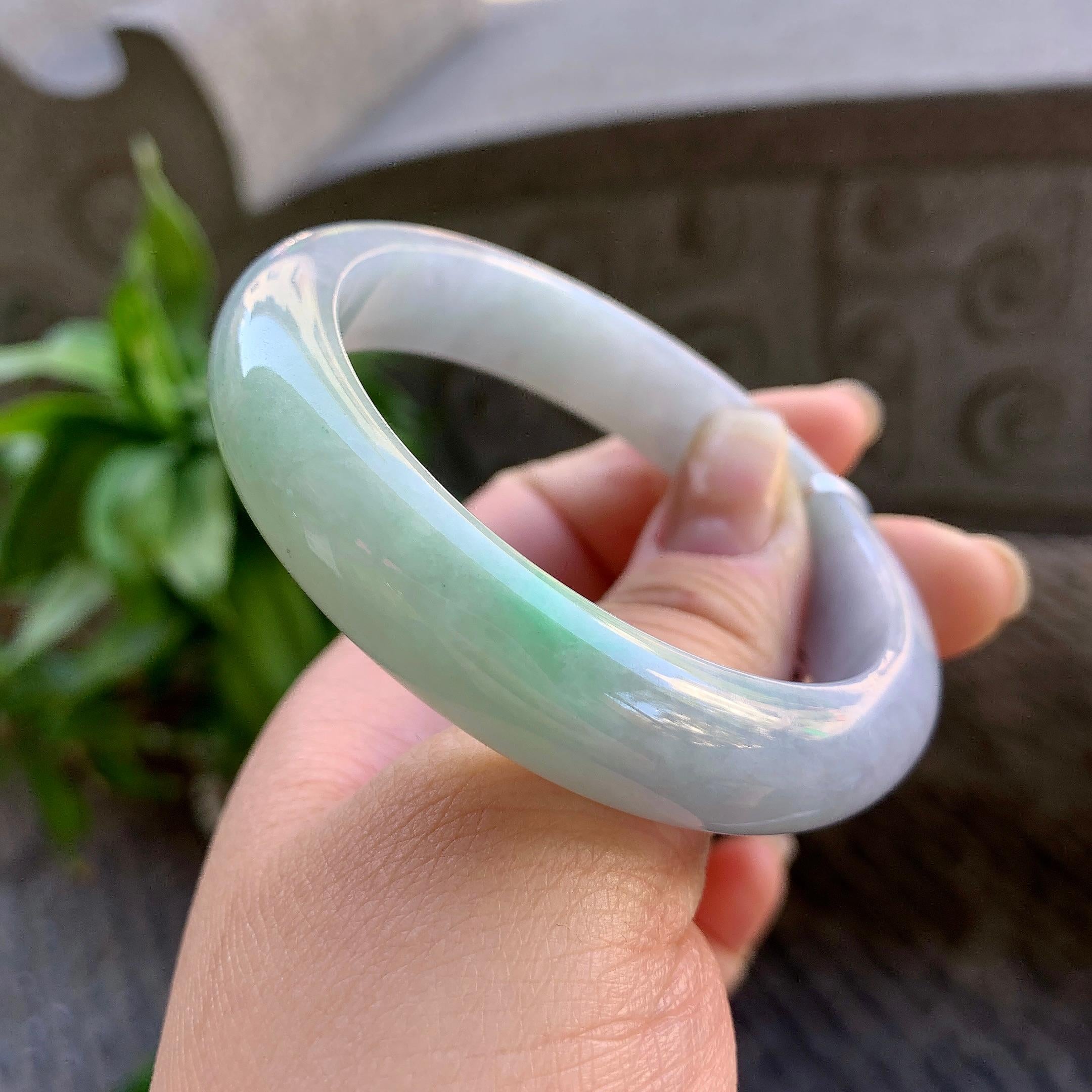 糯种飘绿平安镯（55.2mm）（yc308756）