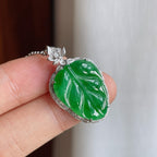 18k金镶糯种满绿翡翠叶子（yc251709）