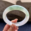 大圈口 糯冰种飘绿花正圈平安镯 58.8圈口 天然缅甸A货翡翠（yc369960）