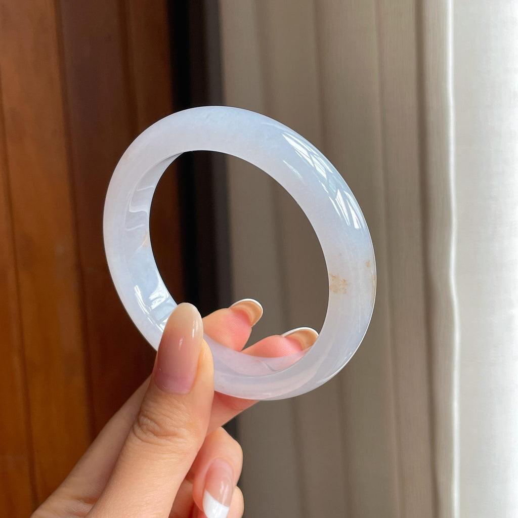 糯冰白月光洒金翡翠平安镯（56.2mm)（yc406311）
