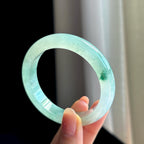 冰种飘花翡翠平安镯（53.2mm)（yc329527）