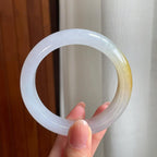 冰种黄翡翡翠平安镯（56.6mm)（yc330574）