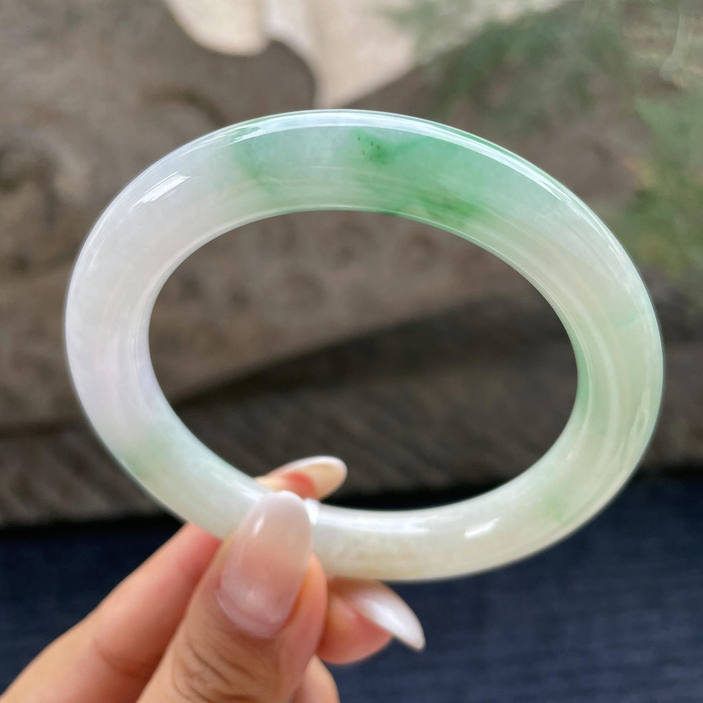 大圈口细糯种多彩圆条手镯58.1圈      天然缅甸A货翡翠（yc421210）