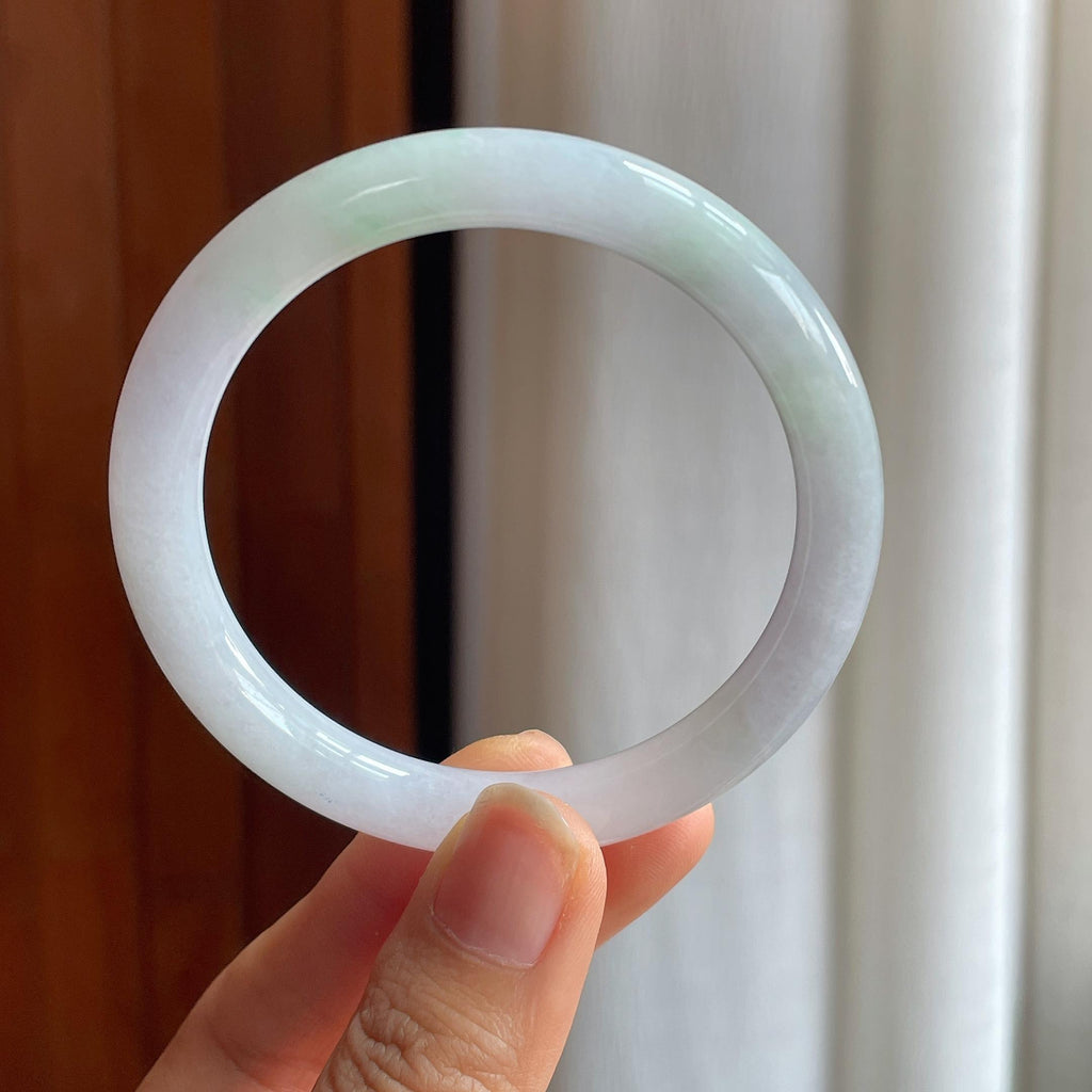糯冰带色翡翠圆条手镯（54.3mm）（yc373958）