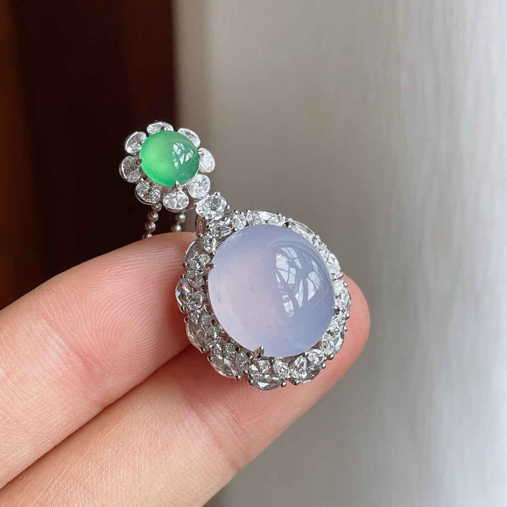 18k金镶冰种紫罗兰翡翠蛋面（yc251062）