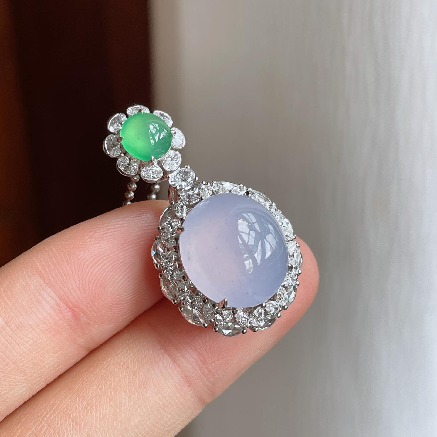 18k金镶冰种紫罗兰翡翠蛋面（yc251062）